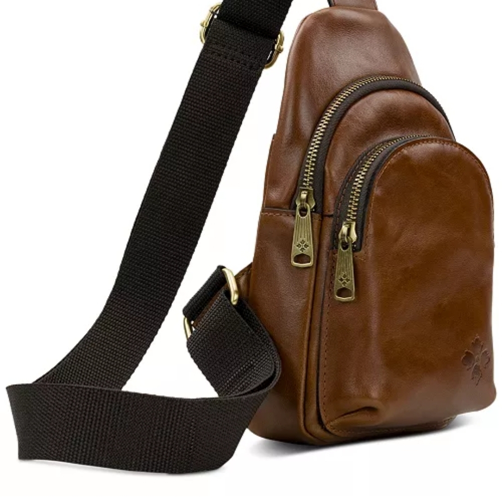 NWOT Patricia Nash Cognac Brown Genuine Leather Crossbody Bag Vintage Distressed - Picture 2 of 7